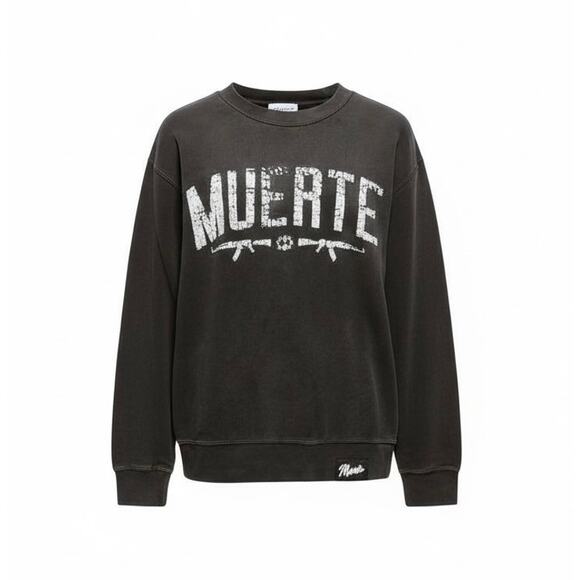 Men's Hasta Muerte Gun Logo Black Crewneck Sweatshirt Hustle Money - M - Picture 1 of 7